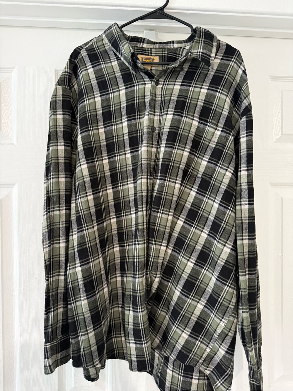 The Foundry Supply Co. Black and Olive Plaid Long-Sleeve Shirt